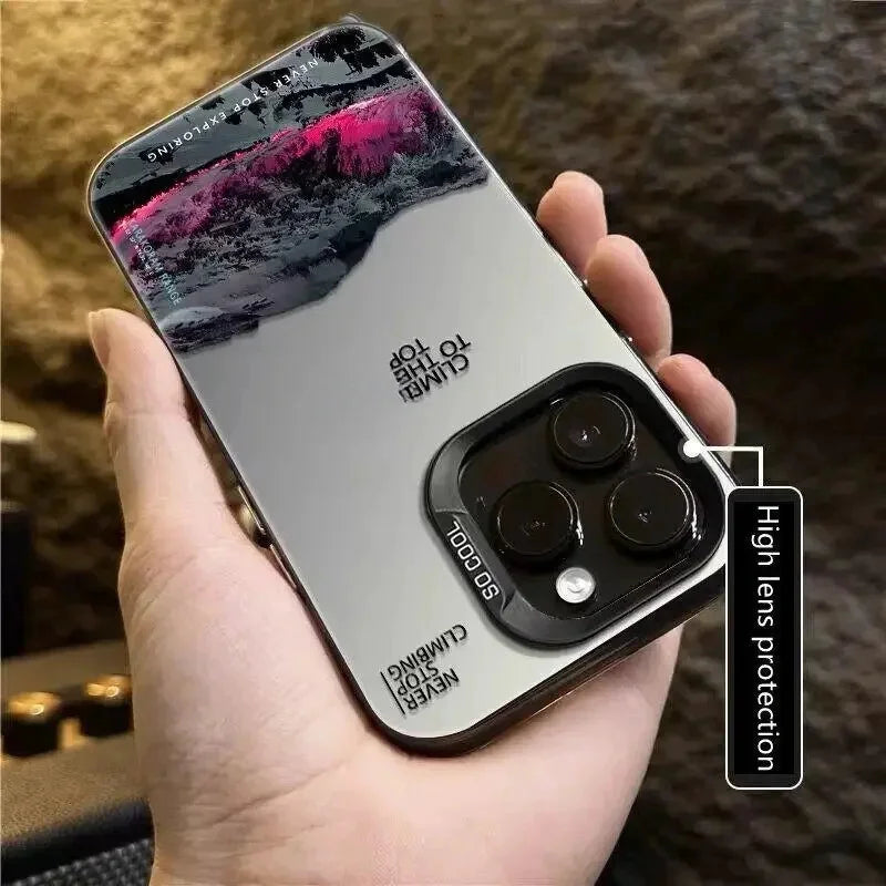 Snow Mountain Landscape Sunset Plating Matte Hard Phone Case