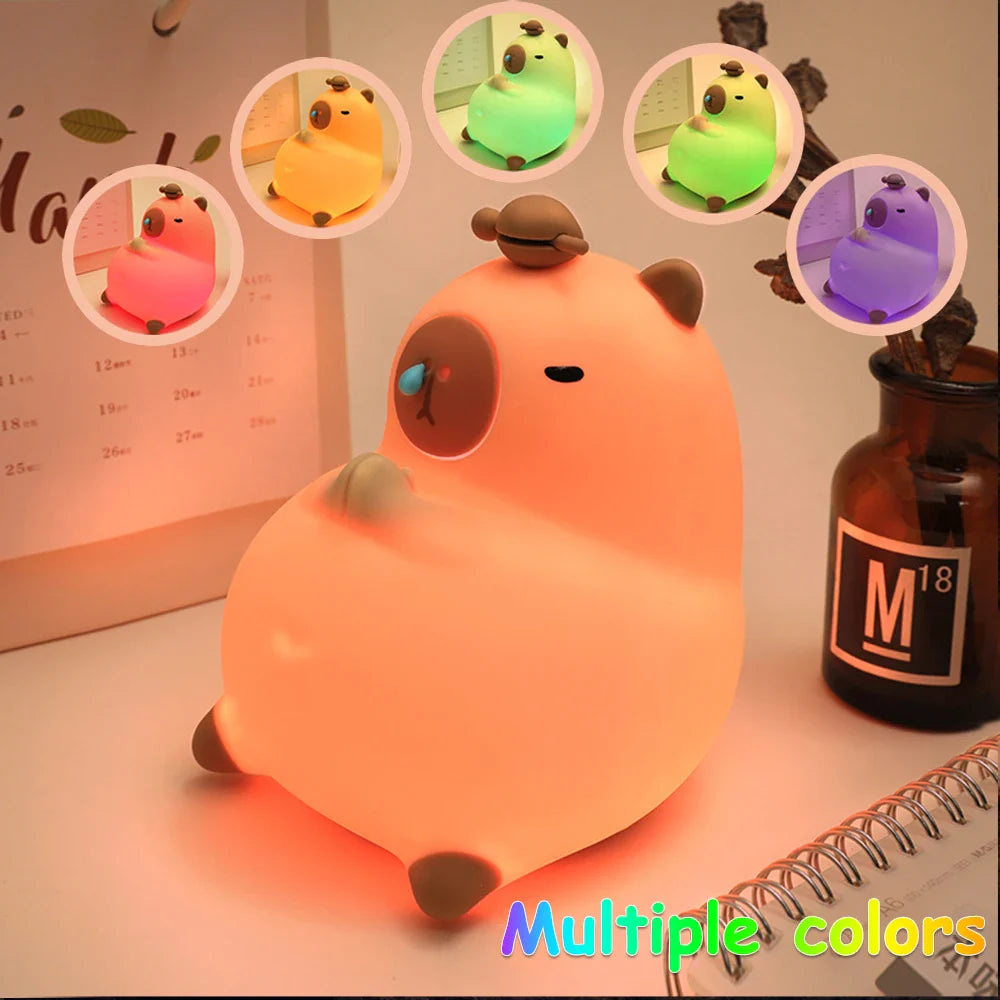 Cute Cartoon Capybara Silicone Night Light