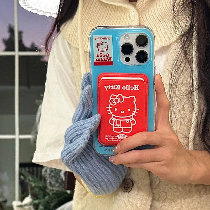 Hello Kitty Magnetic Wallet Magsafe Wireless Charge Phone Case