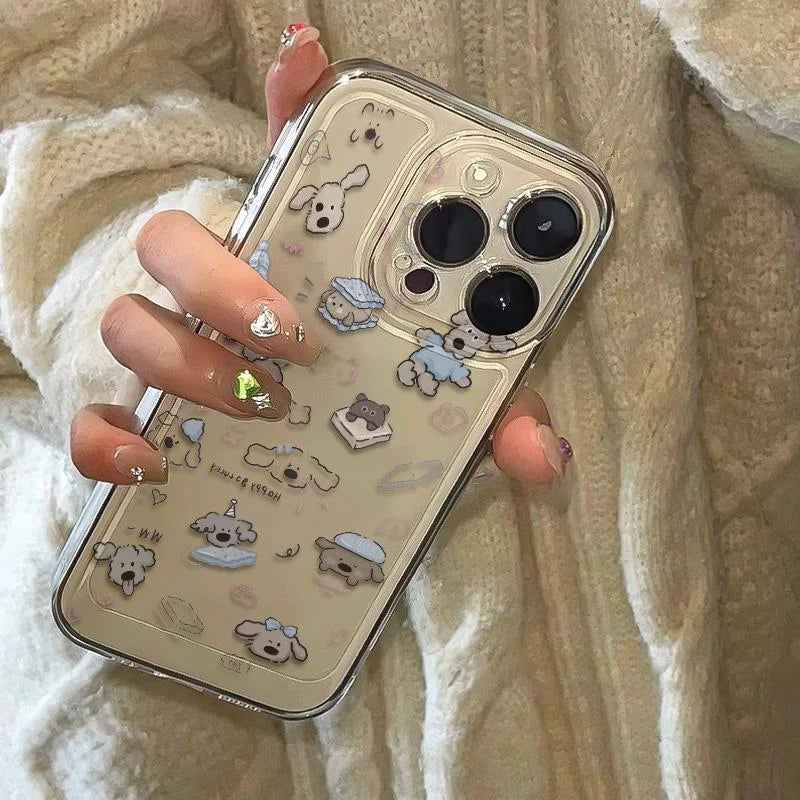 Cartoon Full Screen Dog Transparent Phone Case
