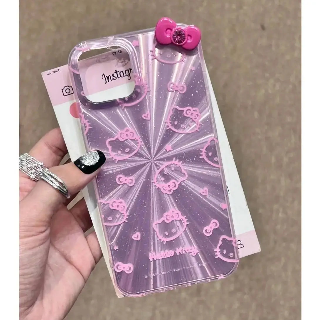 Sanrio Hello Kitty Bow Aurora Glitter Powder Phone Case
