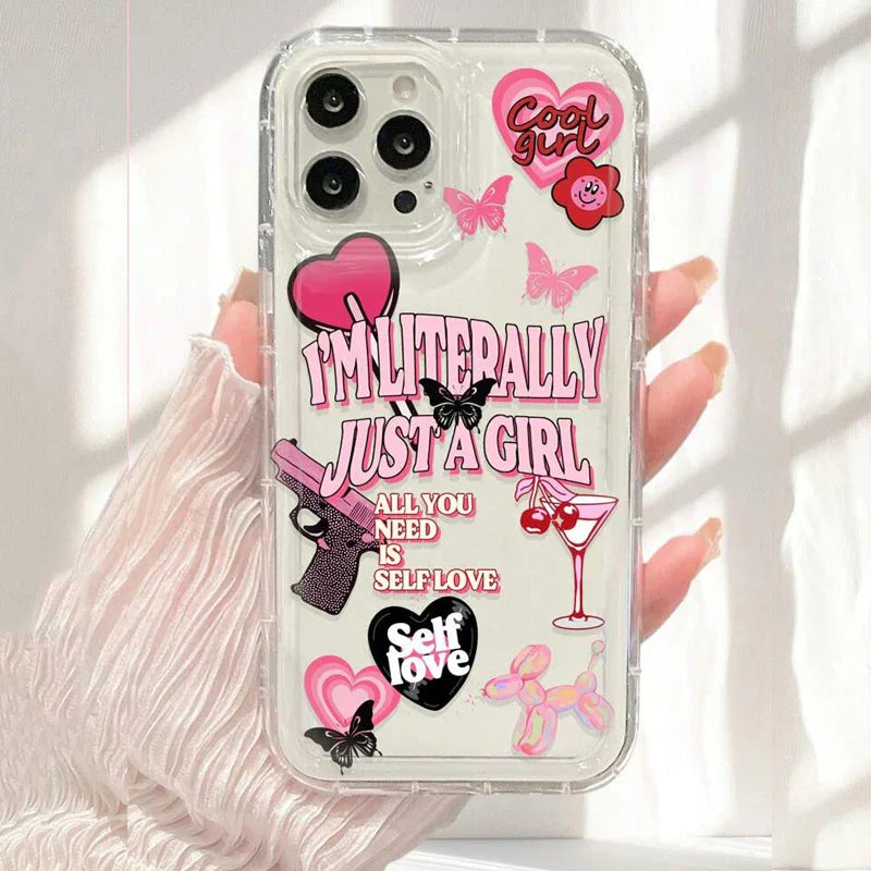 Cute Cartoon Slogan Print Clear Phone Case