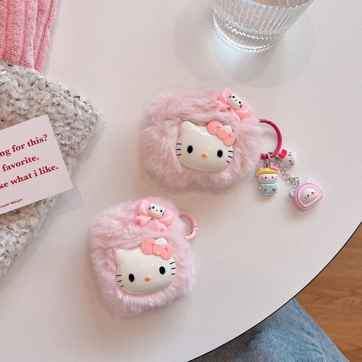 Hello Kitty Pink Plush Anime Earphone Airpod Case