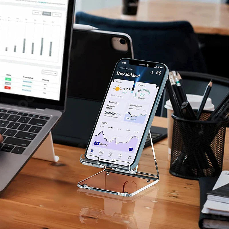 Clear Acrylic Cell Phone Stand Desk Dock Holder