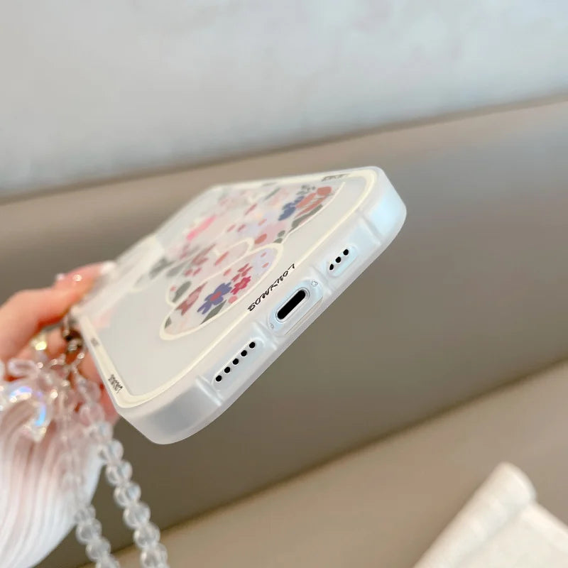 Cute 3D Bear Ear Flower Hang Phone Chain