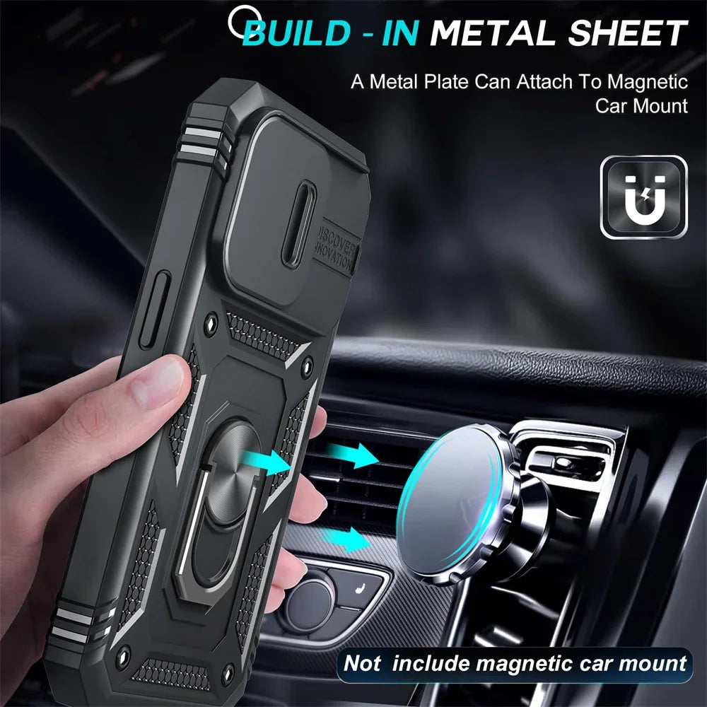 Camera Slide Military Grade Armor Protection 360 Degree Rotate Phone Case