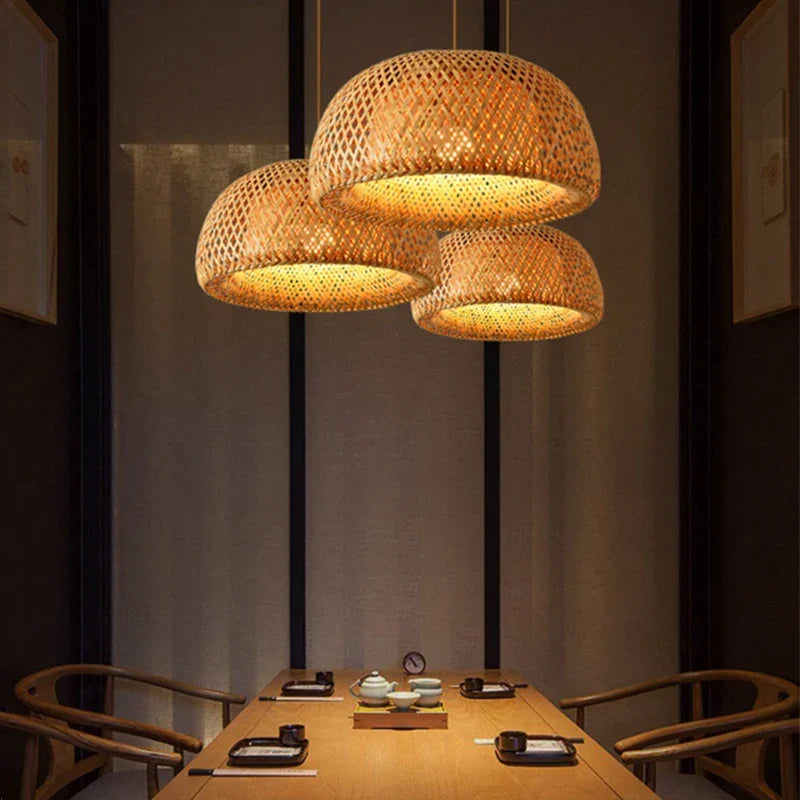 Bamboo Pendant Lamp Hand Knitted