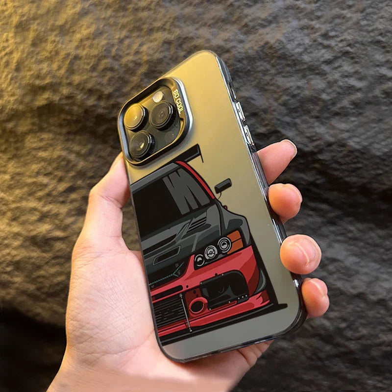 JDM Sports Cars Male Men Electroplate Silver Phone Case