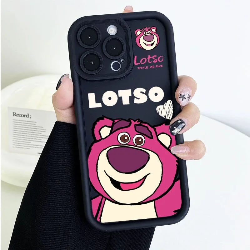 Lotso Pink Bear Cartoon Plain Multistep TPU Soft Phone Case
