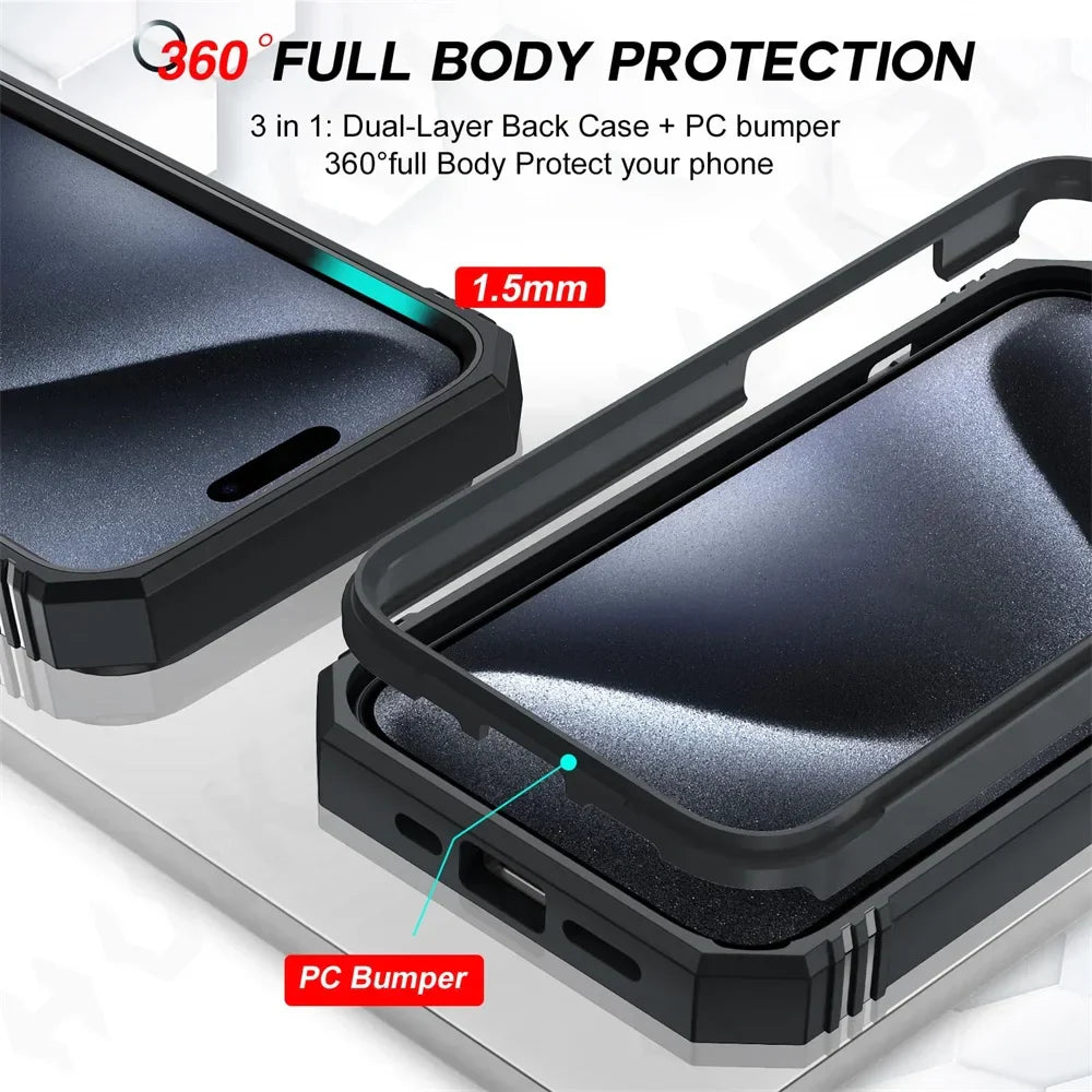 Camera Slide Military Grade Armor Protection 360 Degree Rotate Phone Case