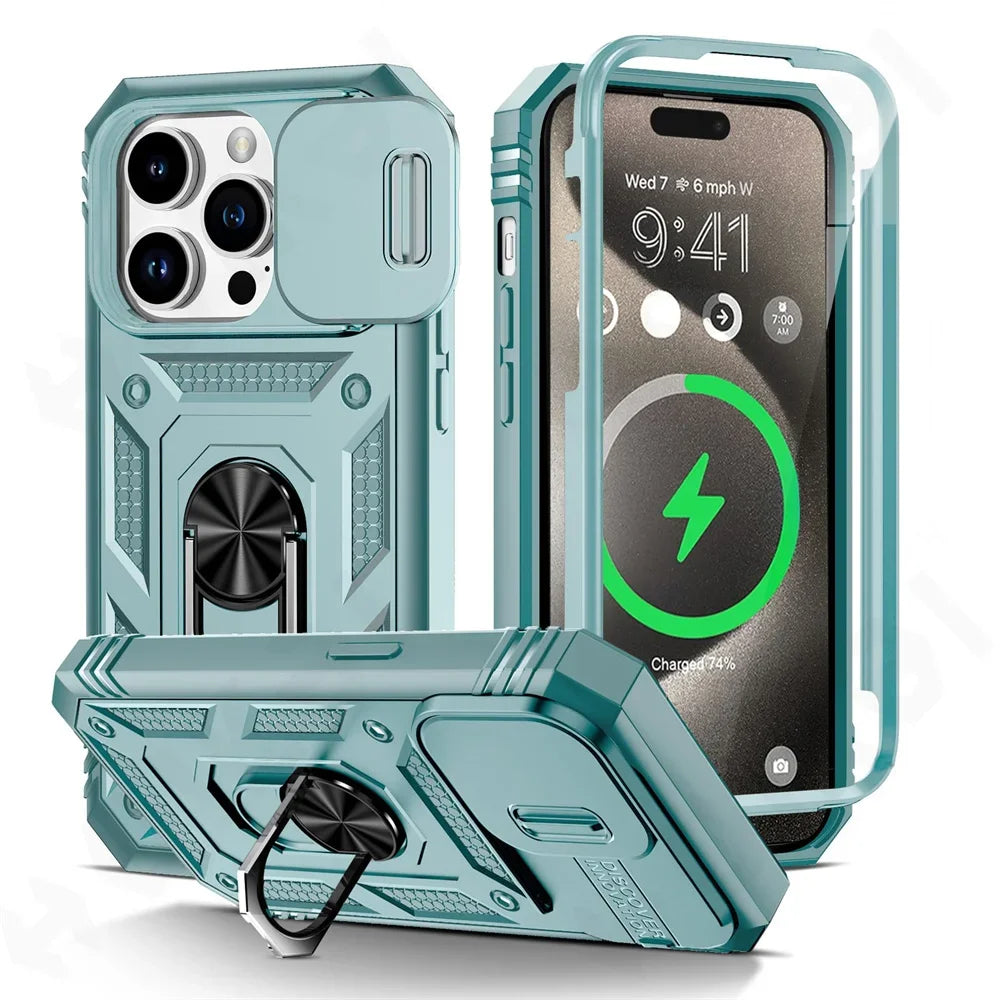 Camera Slide Military Grade Armor Protection 360 Degree Rotate Phone Case