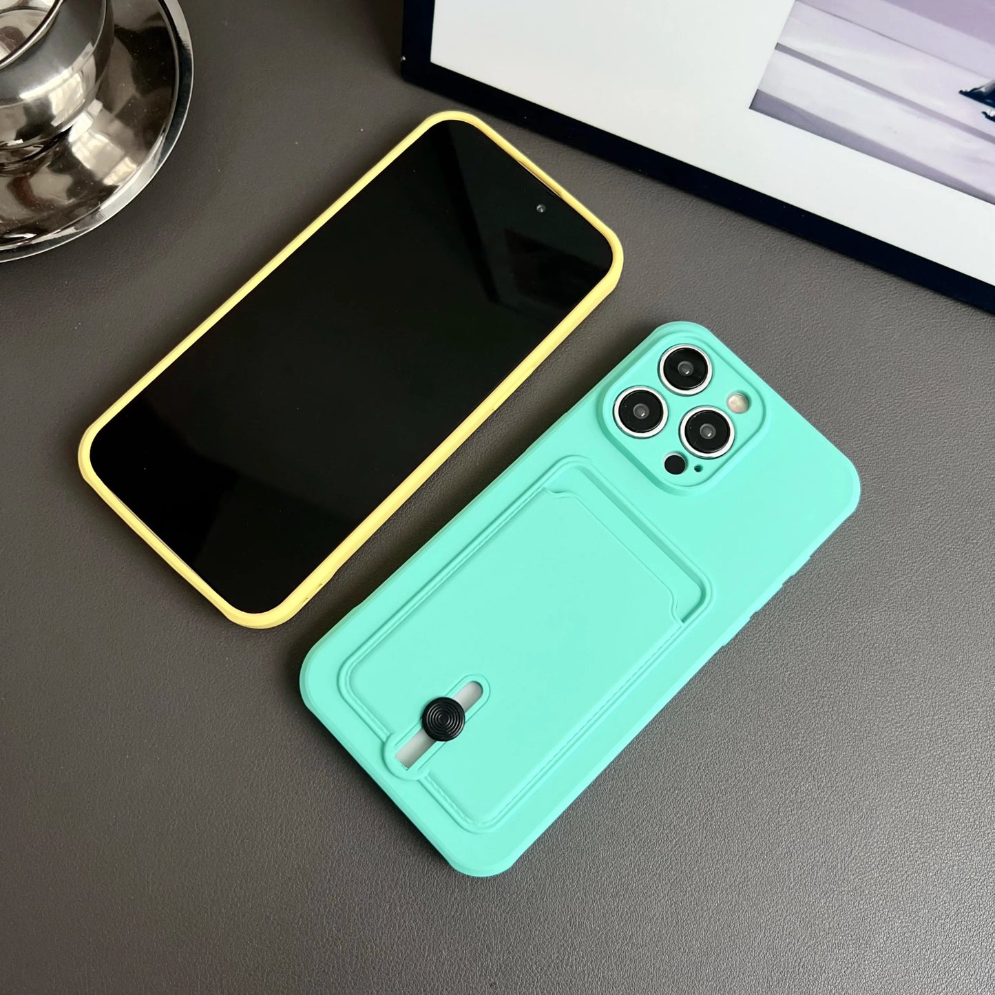 Push Card Bag Slot Holder Wallet Phone Case