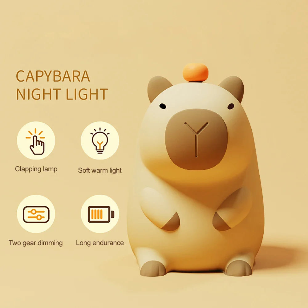 Cute Cartoon Capybara Silicone Night Light