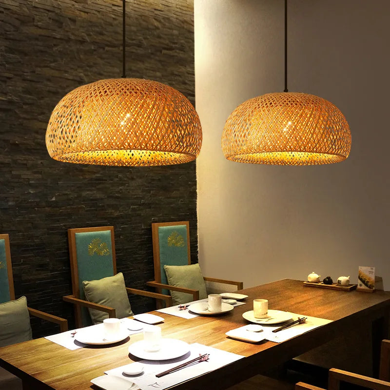 Bamboo Pendant Lamp Hand Knitted