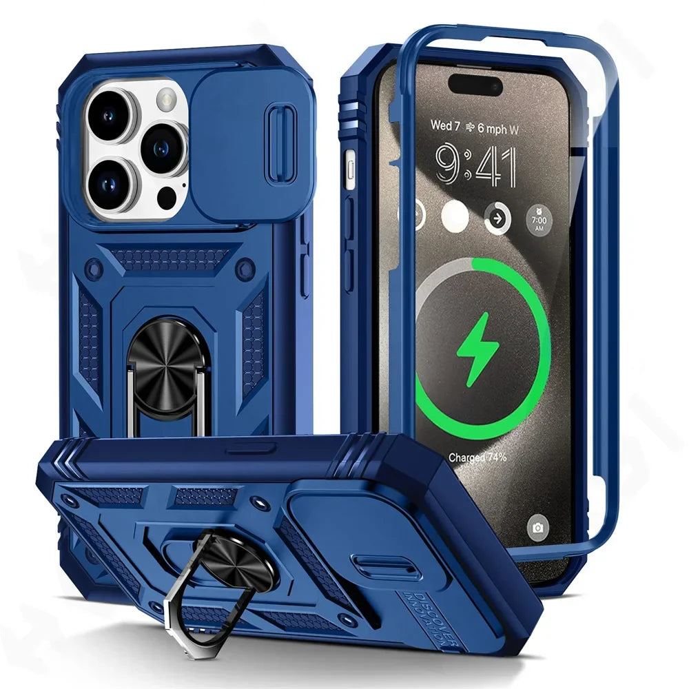 Camera Slide Military Grade Armor Protection 360 Degree Rotate Phone Case