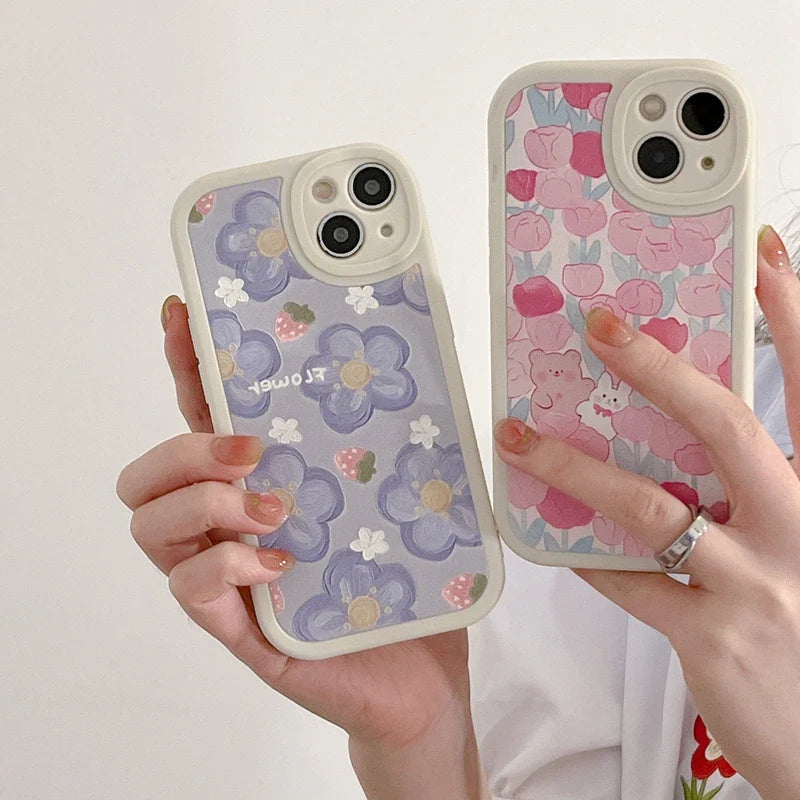 Soft Flowers 3D Leather Phone Case