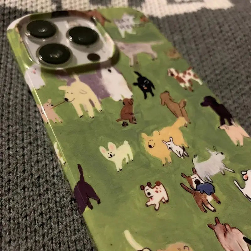 Cute Cartoon Grassland Dog Animals Phone Case