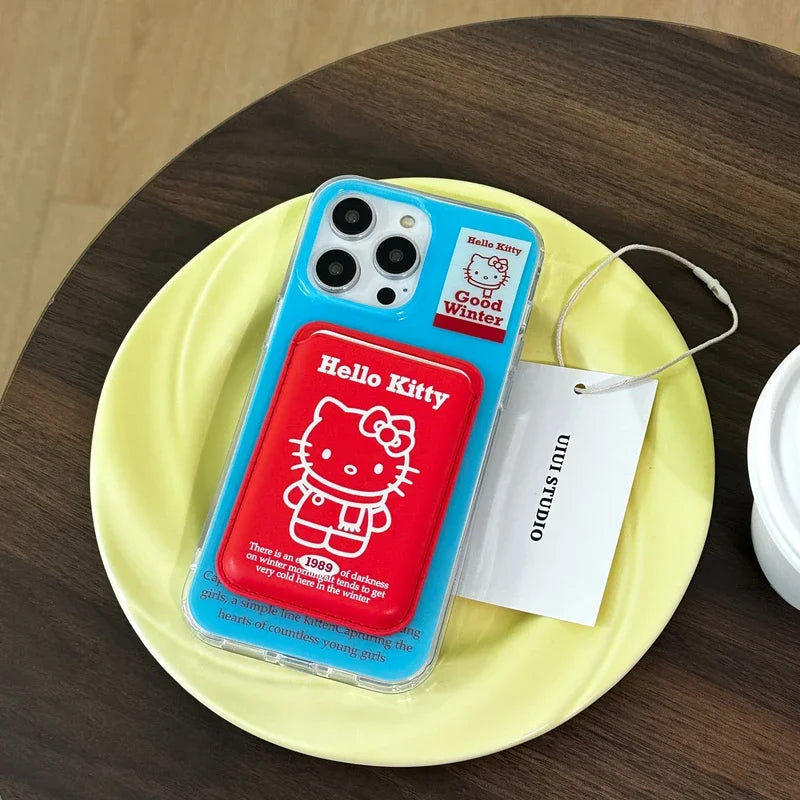 Hello Kitty Magnetic Wallet Magsafe Wireless Charge Phone Case