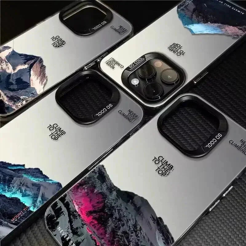 Snow Mountain Landscape Sunset Plating Matte Hard Phone Case
