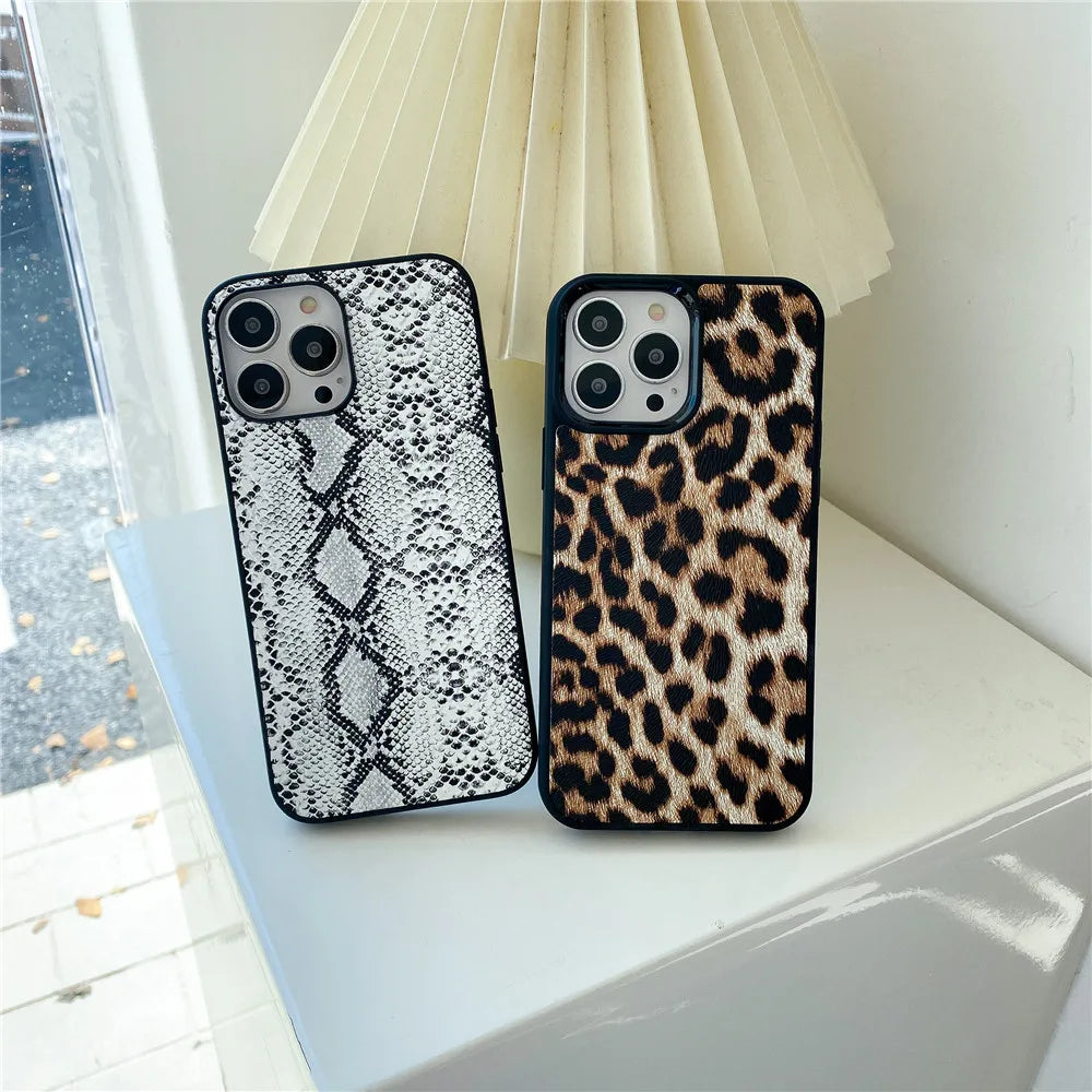 Brand Snake Crocodile Leather Phone Case