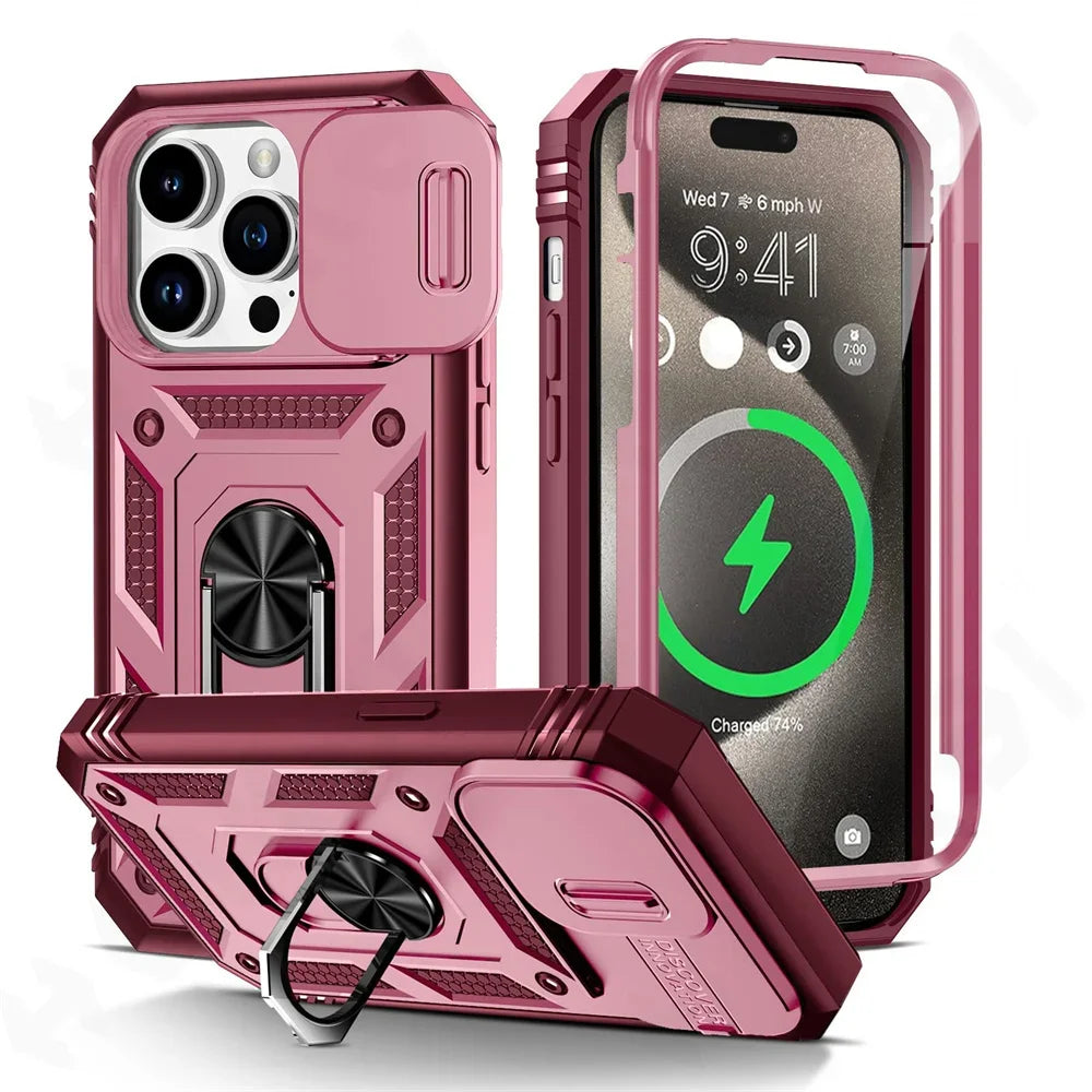 Camera Slide Military Grade Armor Protection 360 Degree Rotate Phone Case
