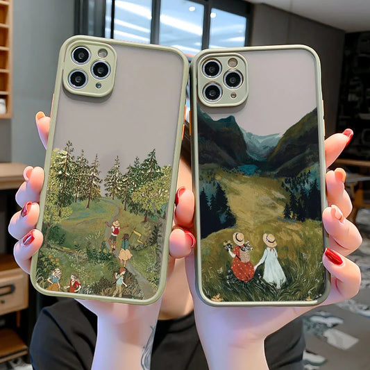 Cartoon Scenery Girl Phone Case