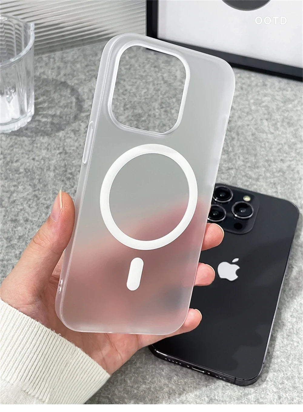 Ultra Thin Matte Magnetic Wireless Charge Clear Phone Case