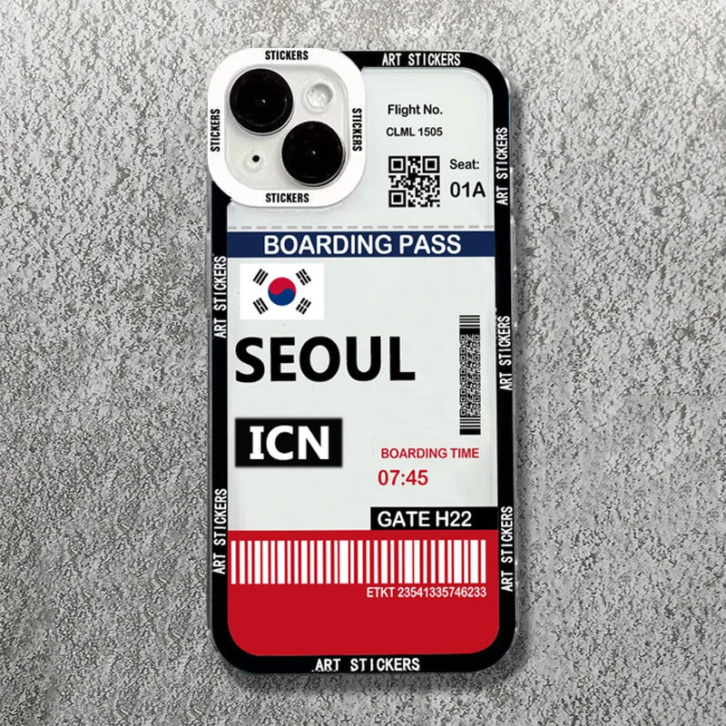 World City Travel Ticket Label Soft Phone Case