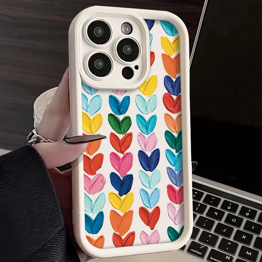 Lovely Rainbow Love Heart Soft Silicone Phone Case