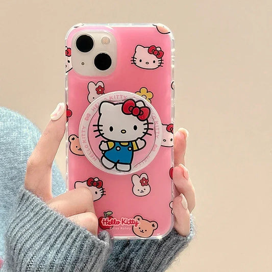 Cute Cartoon Sanrio Hello Kitty Magnetic Holder Magsafe Phone Case