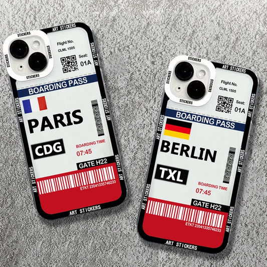 World City Travel Ticket Label Soft Phone Case