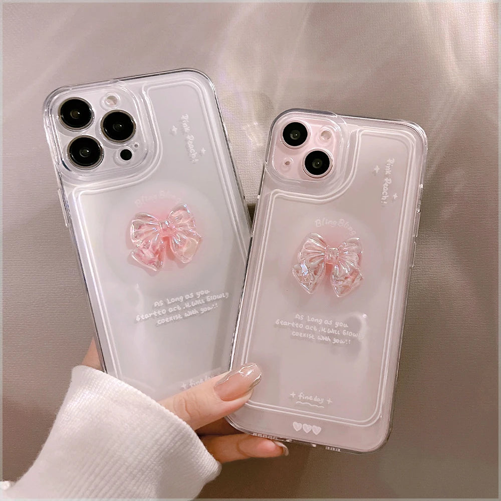 3D Bow Clear Soft Phone Case