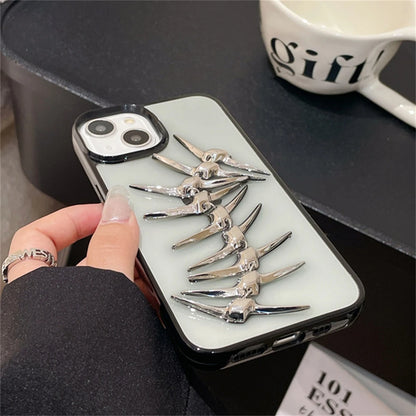 3D Metal Fish Bone Clear Phone Case