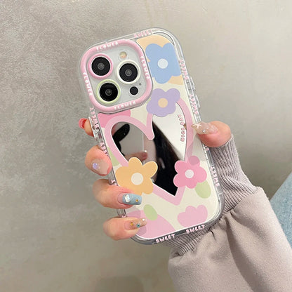 Love Heart Flowers Mirror Phone Case