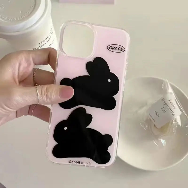 Pink Imd Rabbit Black Bunny Phone Case