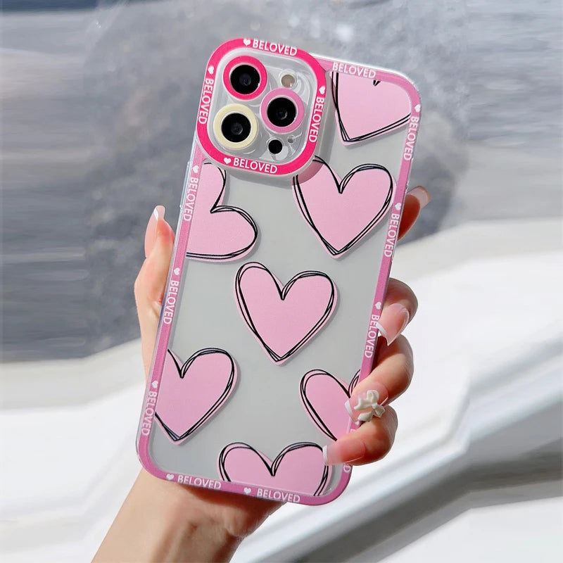 Luxury Love Heart Soft Clear Phone Case