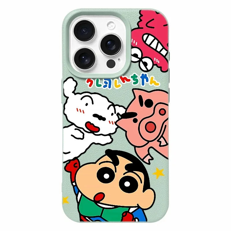 Cute S-Shin-chans Fashion TPU Imitation Leather Phone Case
