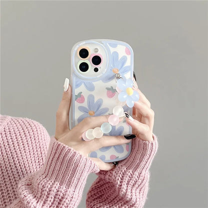 Cute 3D Flower Wrist Phone Chain Soft Phone Case