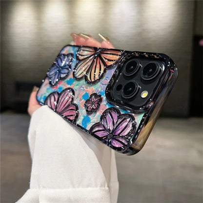 Luxury Plating Colour Fashion Flowers Phone Case