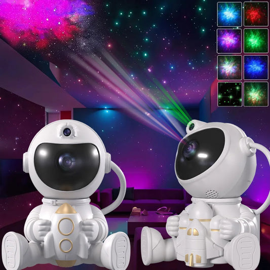 Rocket Astronaut LED Star Galaxy Projector Night Light