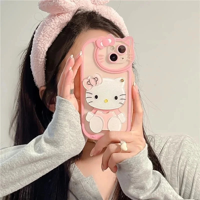 Hello Kitty Kawaii KT Head Mirror Phone Case