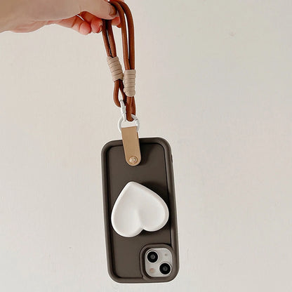 3D Cute Heart Anti-Lost Lanyard Chain Strap Holder Phone Case