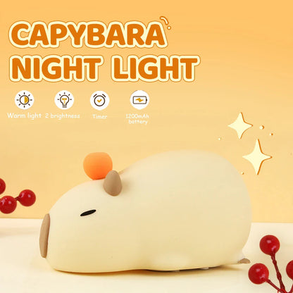 Cute Cartoon Capybara Silicone Night Light