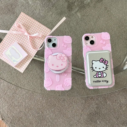 Hello Kitty Magnetic Wallet Bracket Magsafe Wireless Charge Phone Case