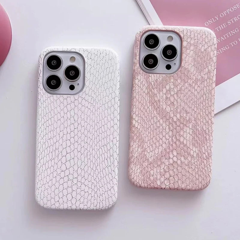 Luxury Chic Snake Texture Leather Phone Case