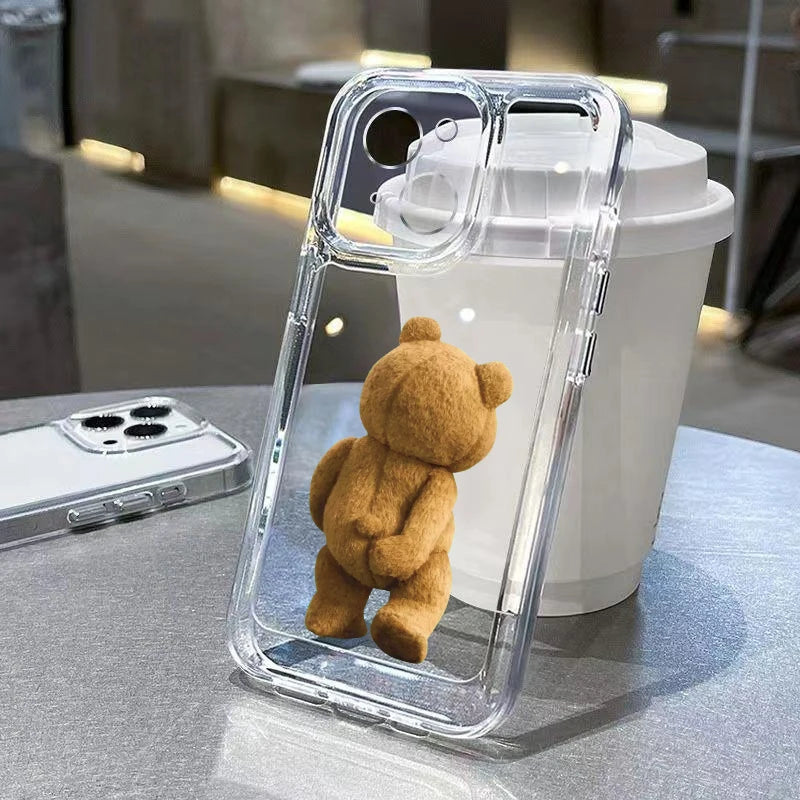 Cartoon Bear Transparent Phone Case