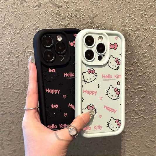 Carved Hello Kitty Plain Multistep TPU Soft Phone Case