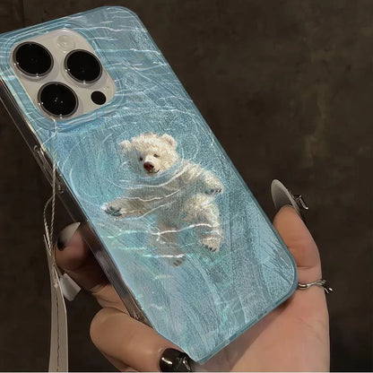Swimming Bear Feather Yarn Soft Phone Case
