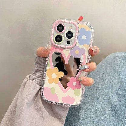 Love Heart Flowers Mirror Phone Case