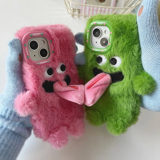 Couple Fur Monster Kiss Tongue Phone Case